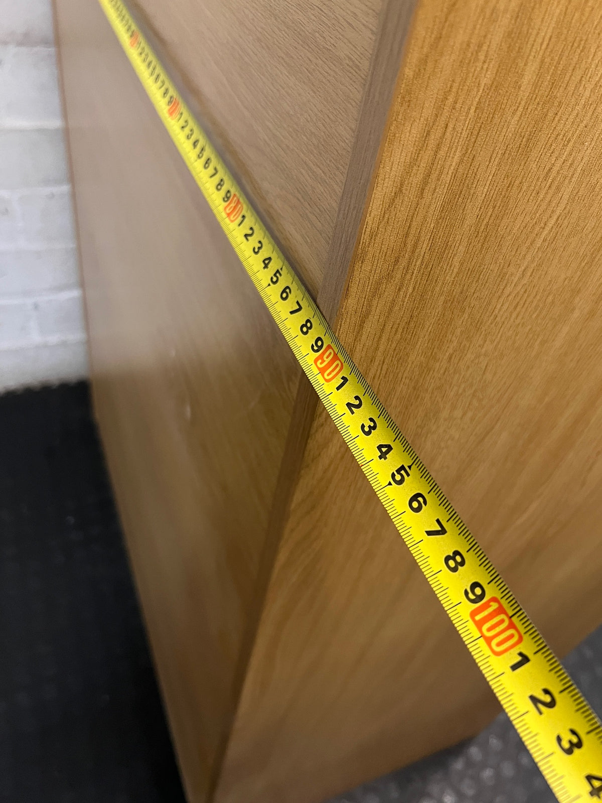 Two-Door Oak Colour Office Cupboard – depth measurement