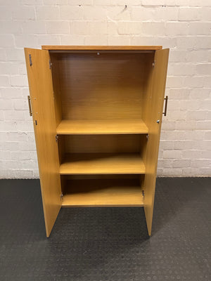 Two-Door Oak Colour Office Cupboard – side view