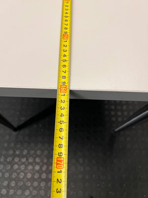 White Rectangular Office Desk with Tapered Metal Legs – width measurement