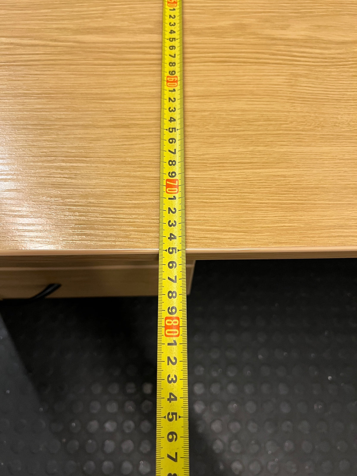 Light Wood-Look Office Desk with Two Drawers – depth measurement