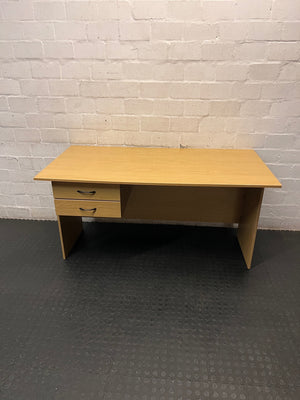 Light Wood-Look Office Desk with Two Drawers – main front view
