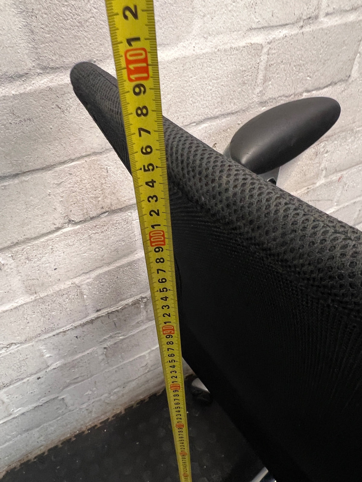 Black Mesh Office Chair with Chrome Base – height measurement