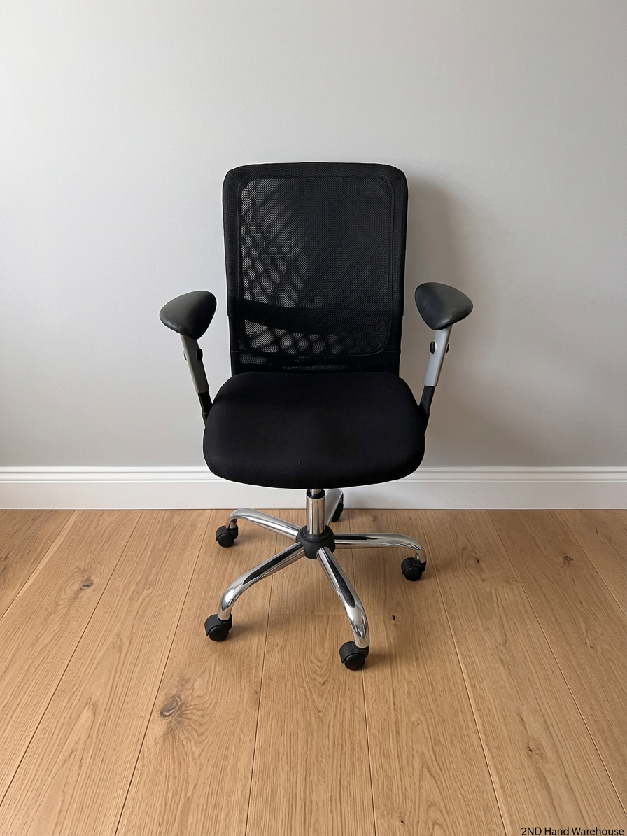 Black Mesh Office Chair with Chrome Base – styled product image