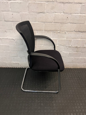 Black Mesh Office Chair with Chrome Cantilever Base – back view