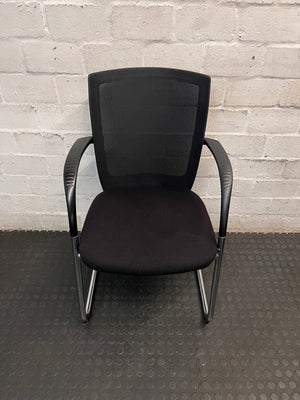 Black Mesh Office Chair with Chrome Cantilever Base – top view