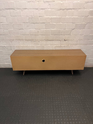 Mid-Century Style Wooden TV Unit with Sliding Door – back view