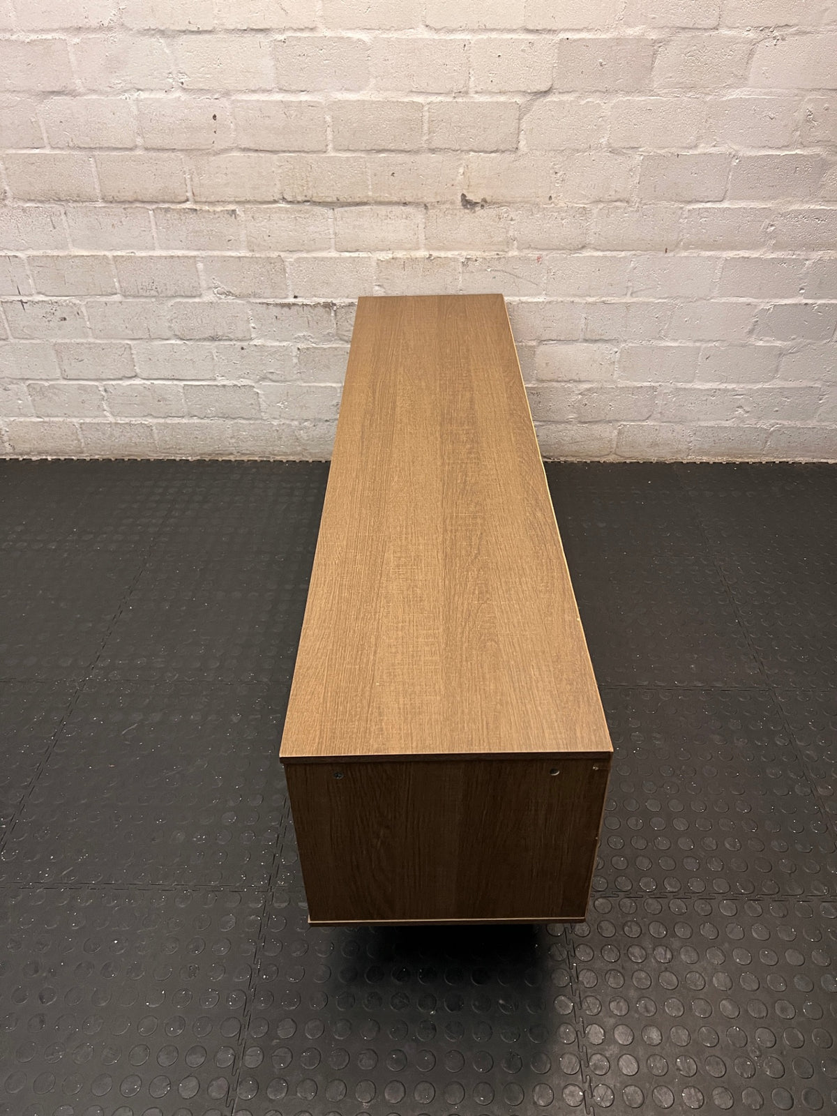 Mid-Century Style Wooden TV Unit with Sliding Door – condition detail