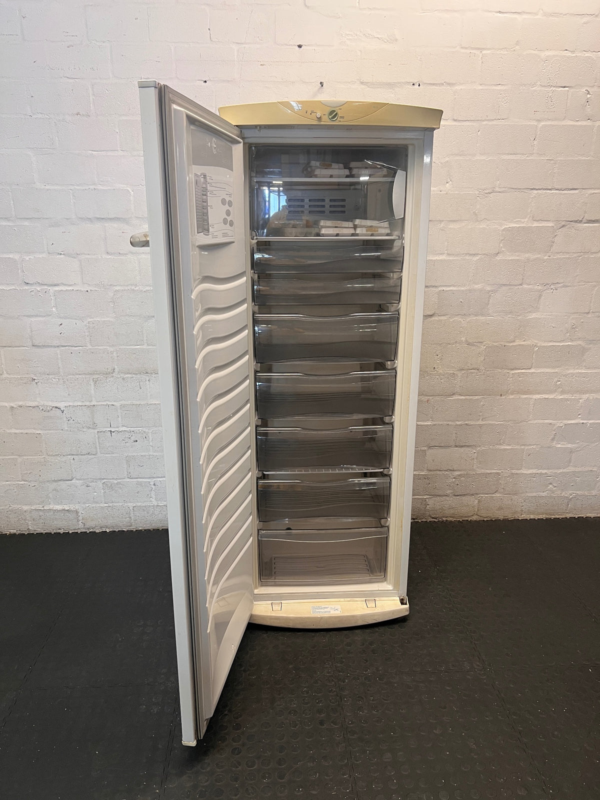 Whirlpool White Upright Freezer – side view