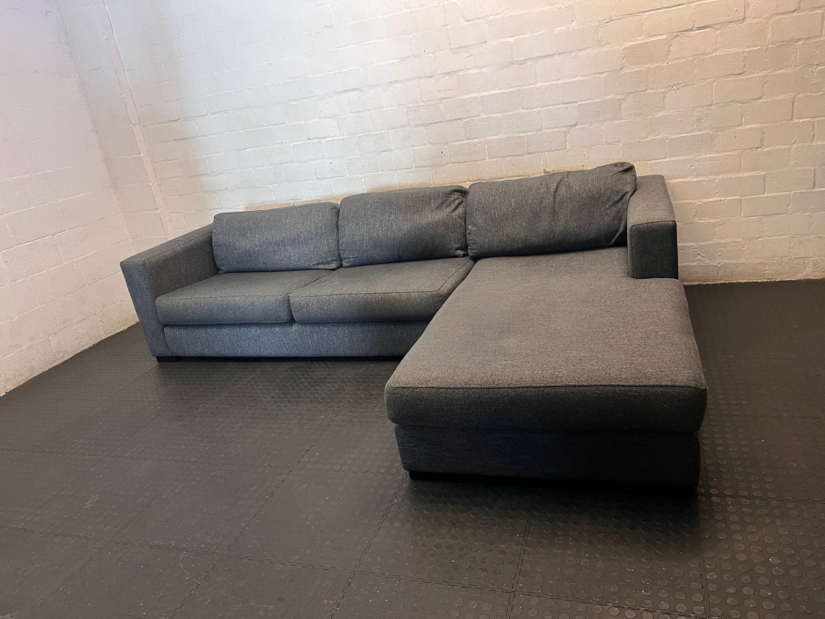 Sofaworx Grey Fabric L-Shape Couch – main front view