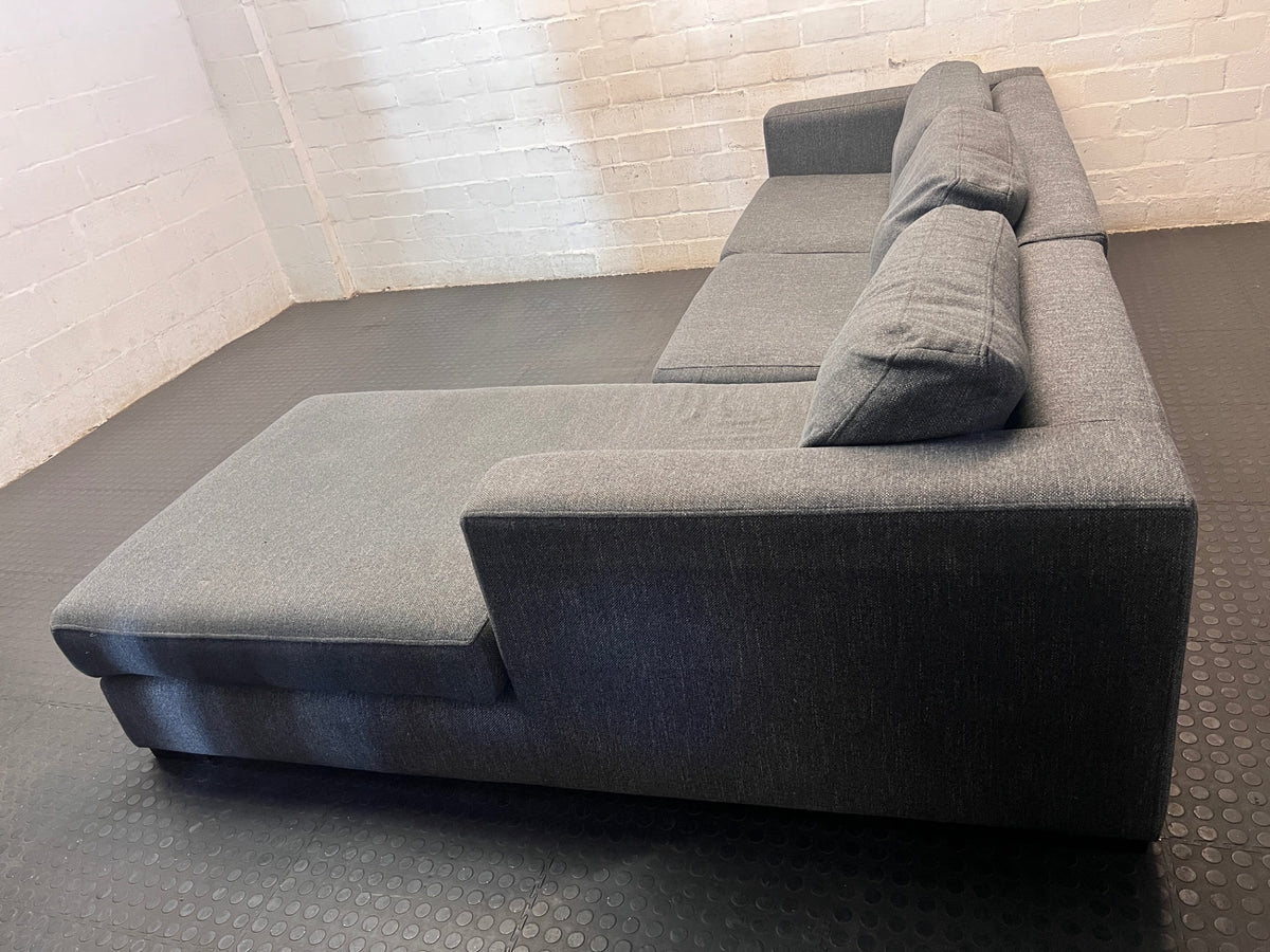 Sofaworx Grey Fabric L-Shape Couch – side view