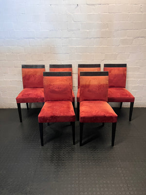 Dark Wood Dining Chair with Red Upholstery – condition detail