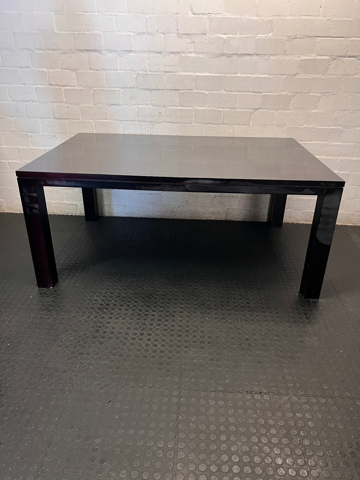 Dark Stained Oak Veneer Dining Table — Collection Damage – back view