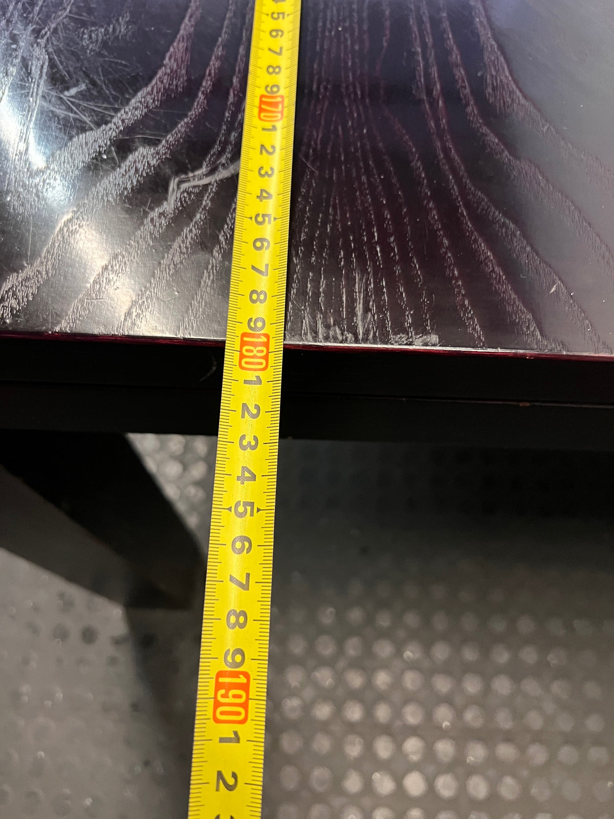 Dark Stained Oak Veneer Dining Table — Collection Damage – depth measurement