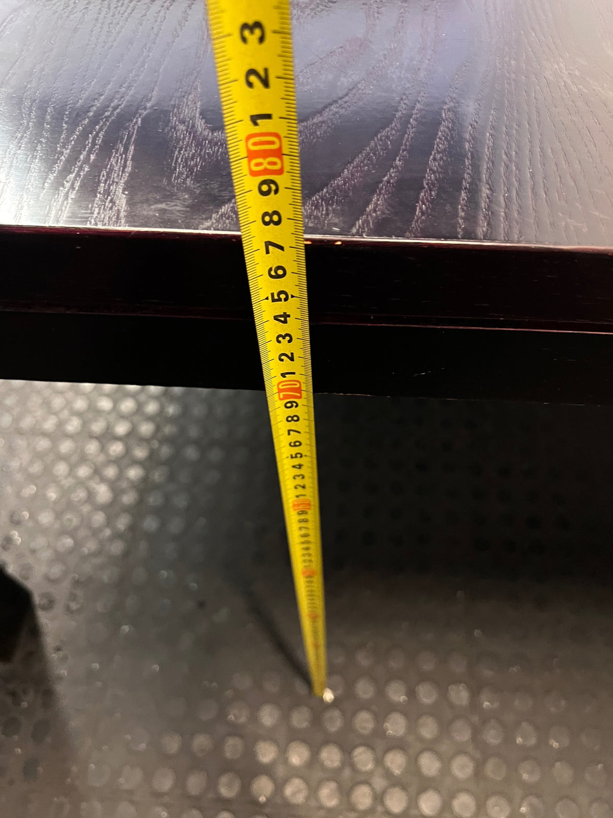 Dark Stained Oak Veneer Dining Table — Collection Damage – height measurement