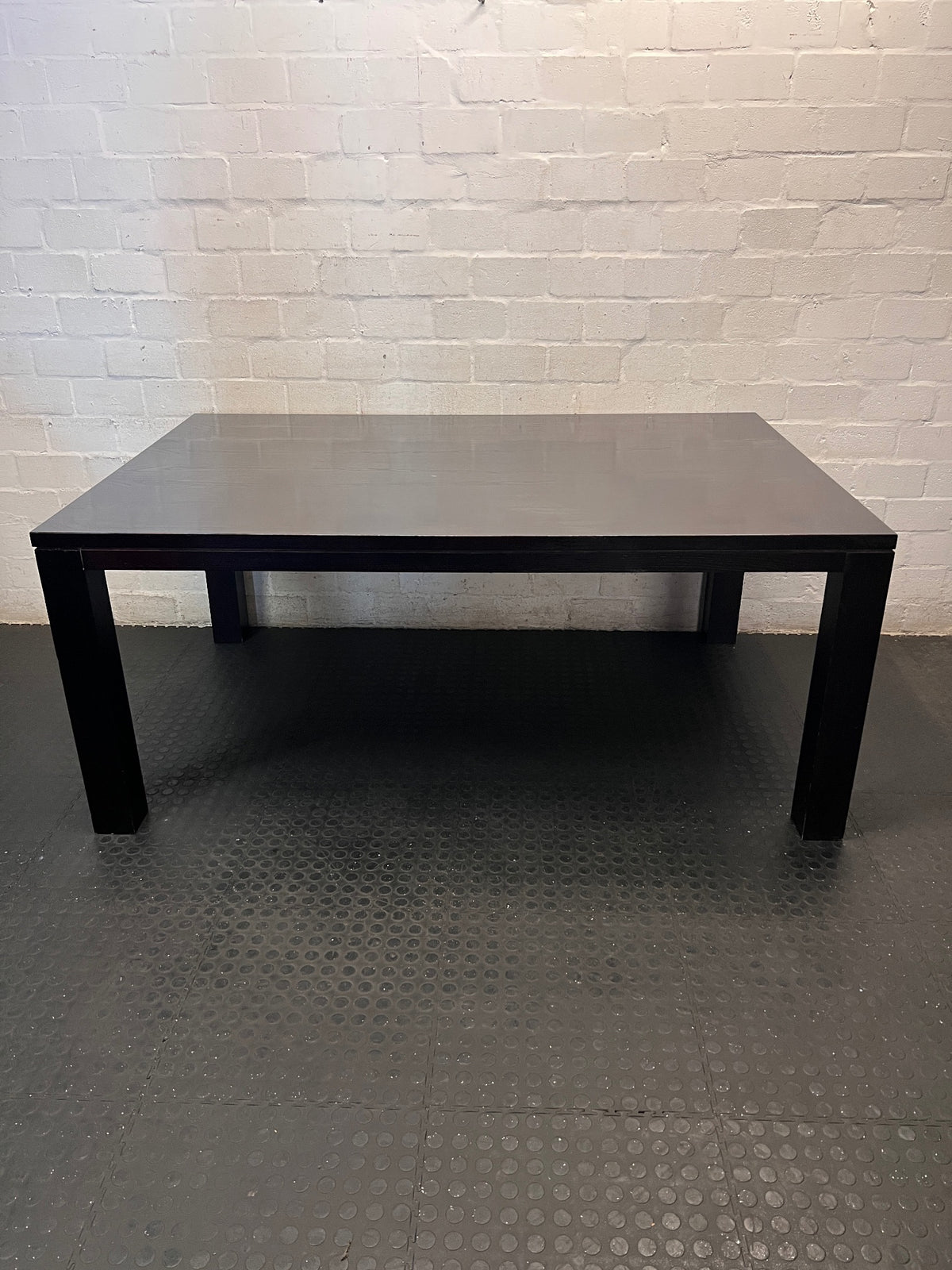 Dark Stained Oak Veneer Dining Table — Collection Damage – main front view