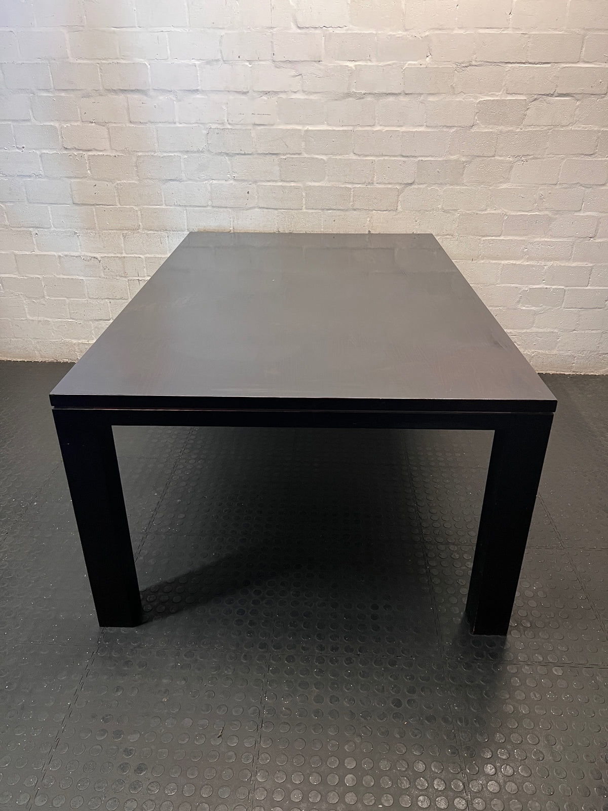 Dark Stained Oak Veneer Dining Table — Collection Damage – side view