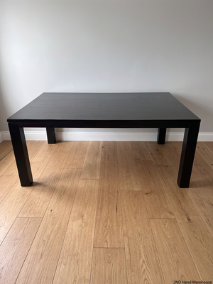 Dark Stained Oak Veneer Dining Table — Collection Damage – styled product image