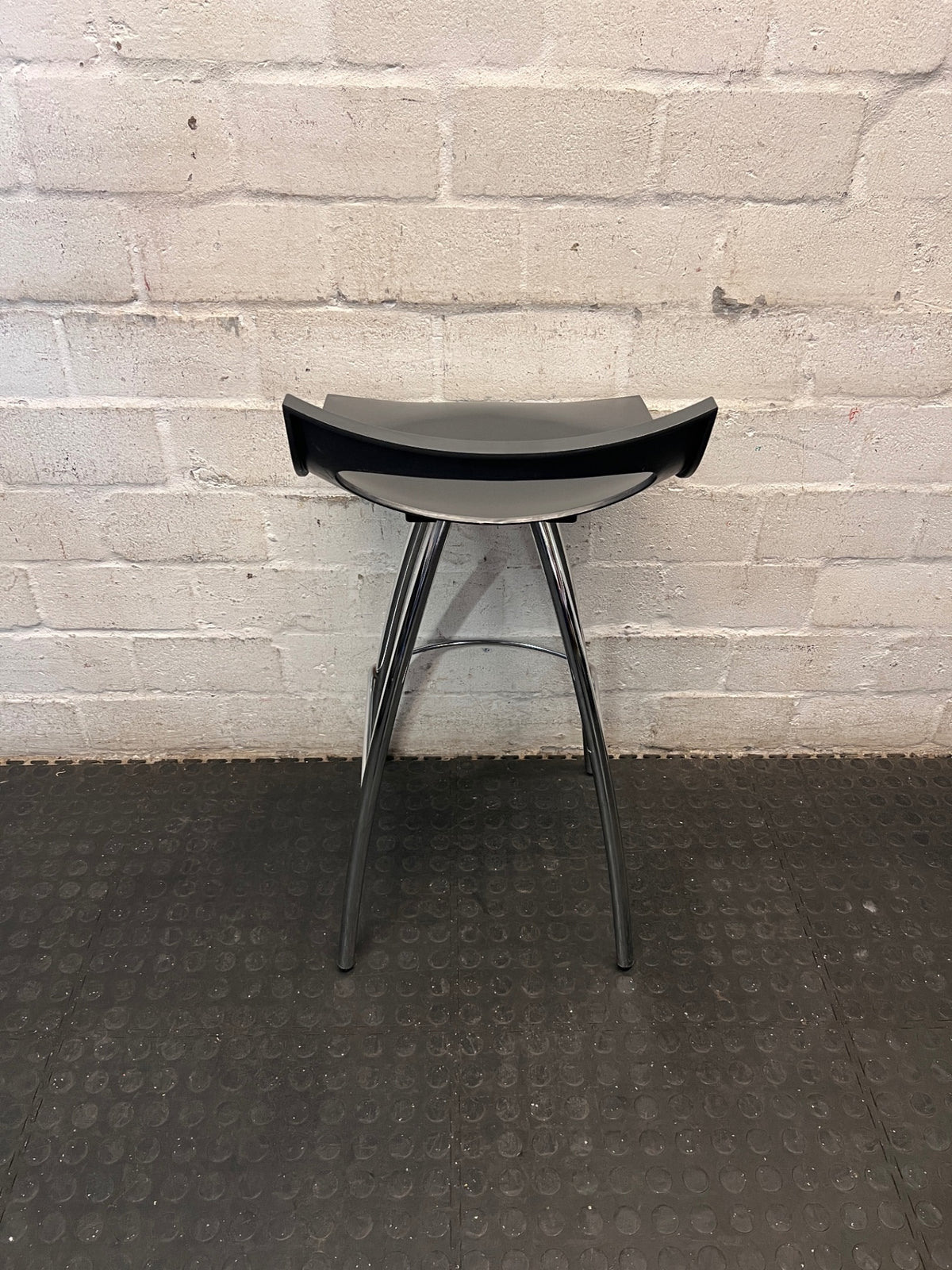 Modern Black Bar Stool with Chrome Legs – back view