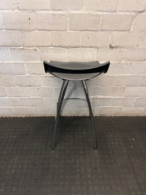 Modern Black Bar Stool with Chrome Legs – back view