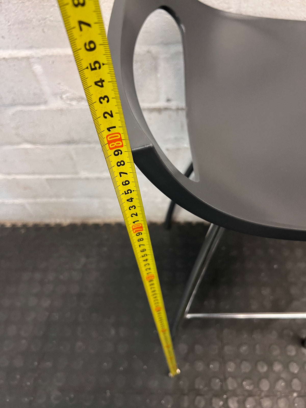 Modern Black Bar Stool with Chrome Legs – height measurement