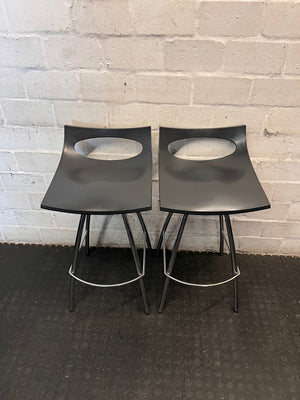 Modern Black Bar Stool with Chrome Legs – side view