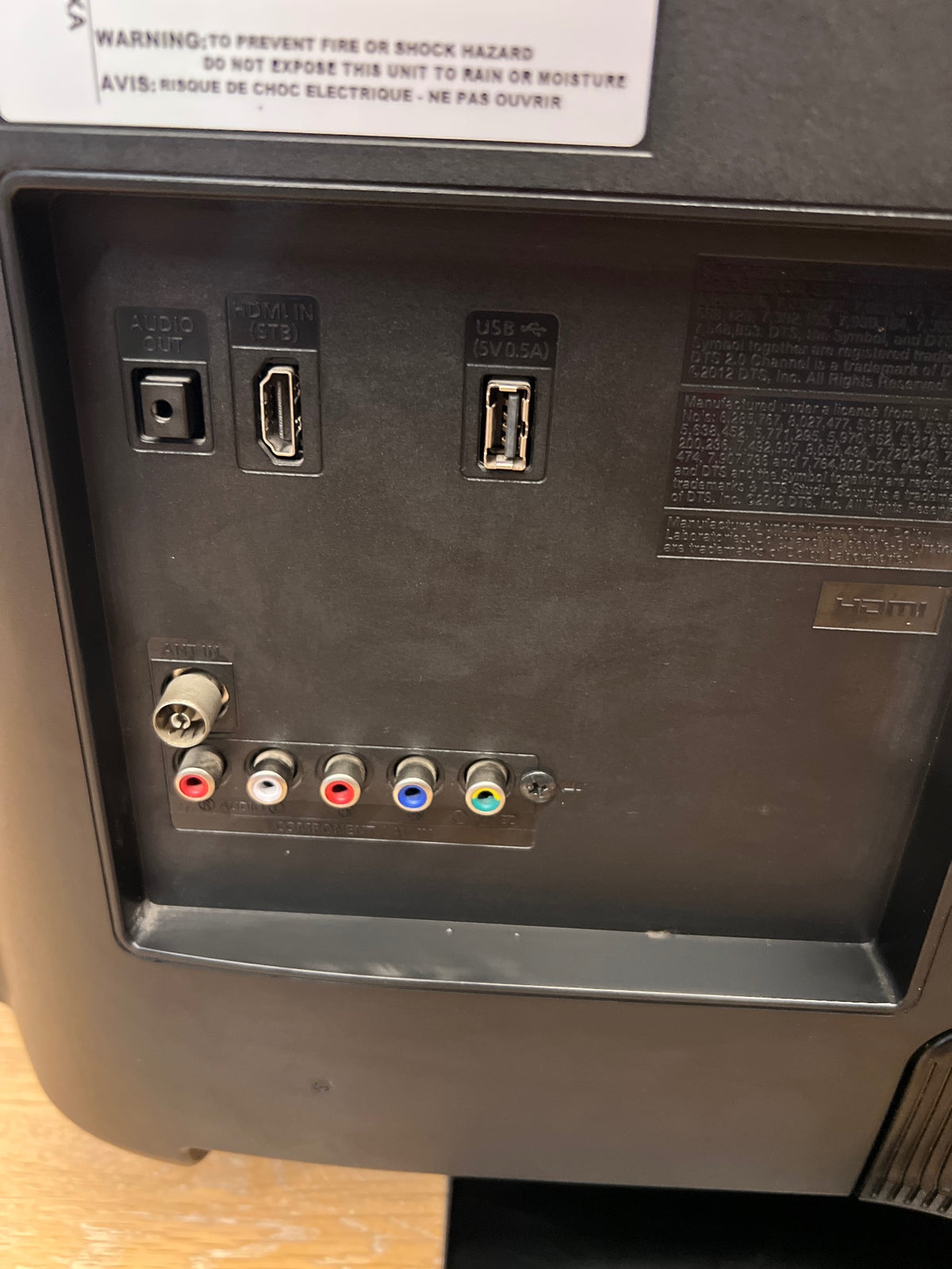 Samsung Flat Screen TV with Remote and Stand — Does Not Power On; No Power LED Indicator – back view