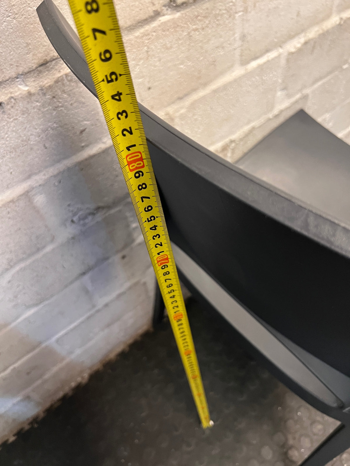 Modern Grey Moulded Plastic Dining or Visitor Chair – height measurement