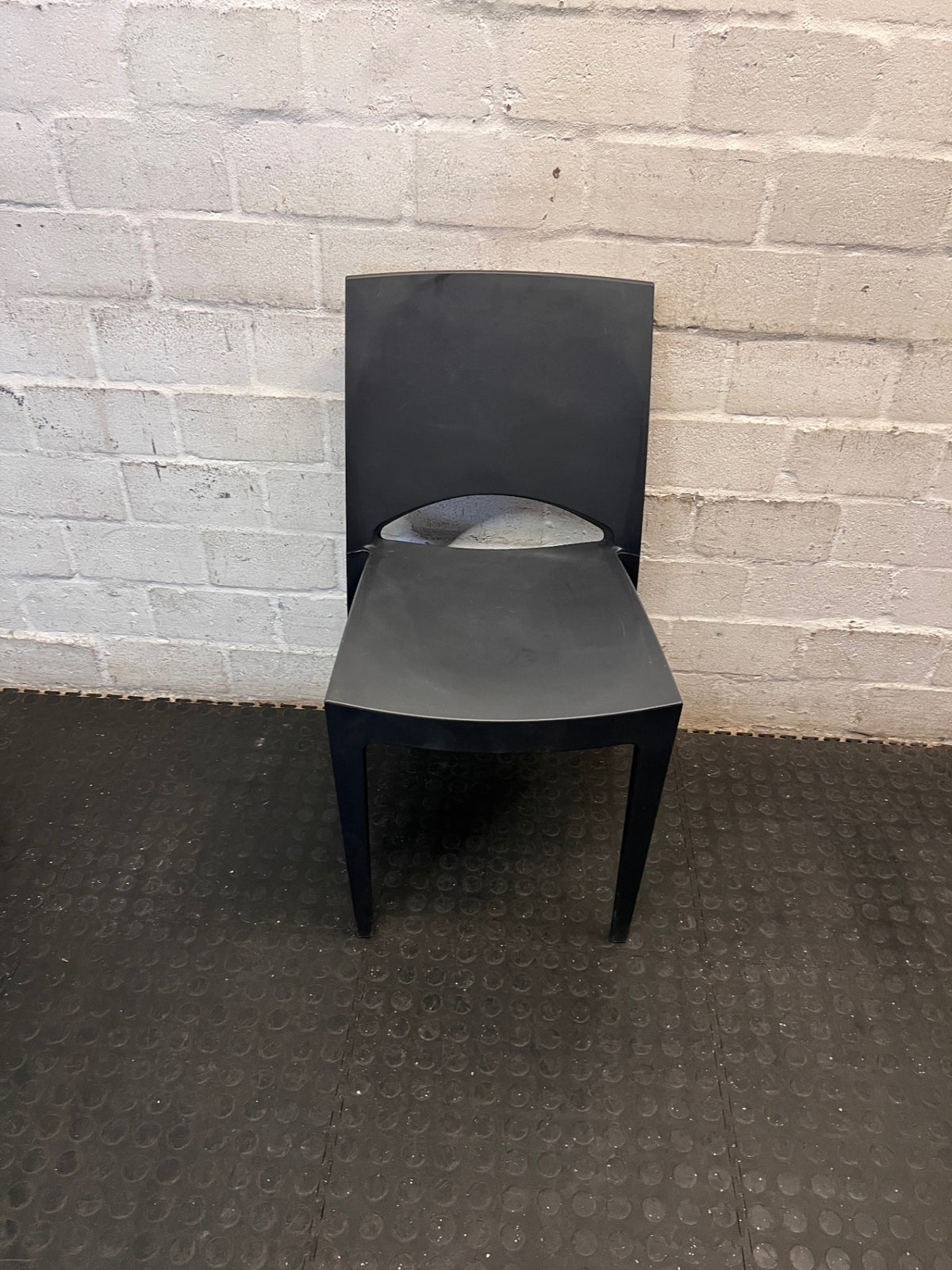 Modern Grey Moulded Plastic Dining or Visitor Chair – main front view