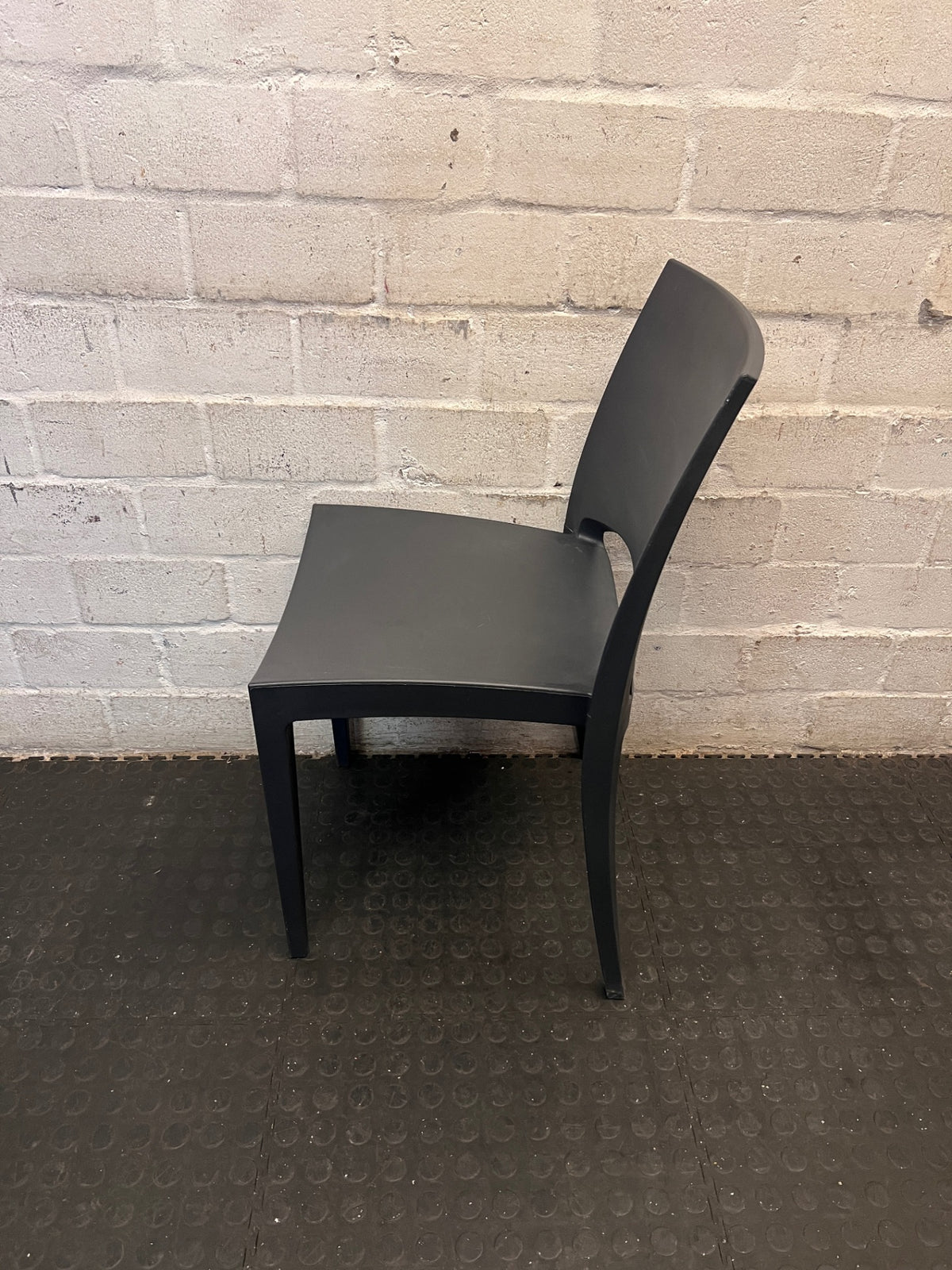 Modern Grey Moulded Plastic Dining or Visitor Chair – side view