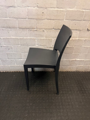 Modern Grey Moulded Plastic Dining or Visitor Chair – side view