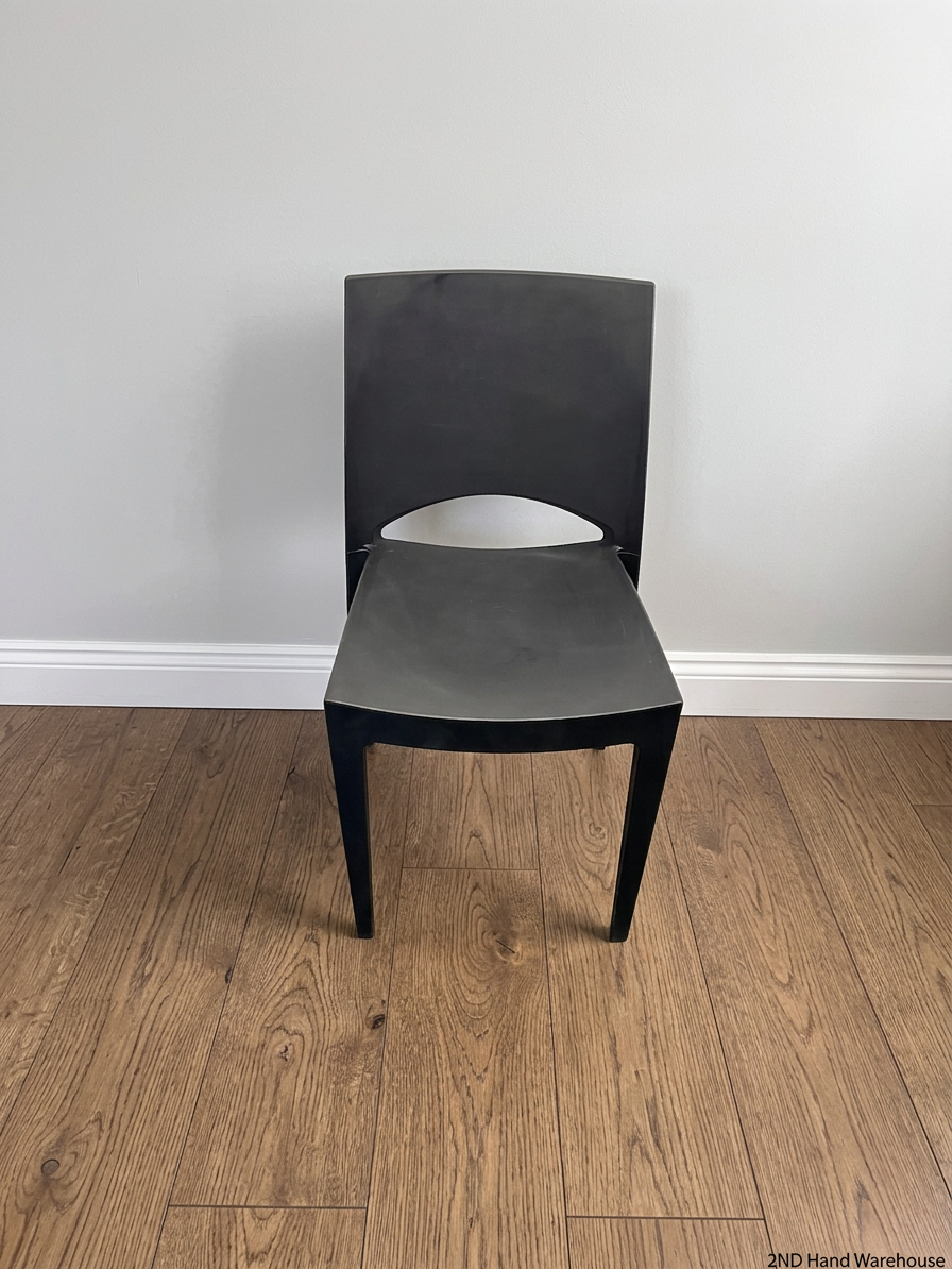 Modern Grey Moulded Plastic Dining or Visitor Chair – styled product image