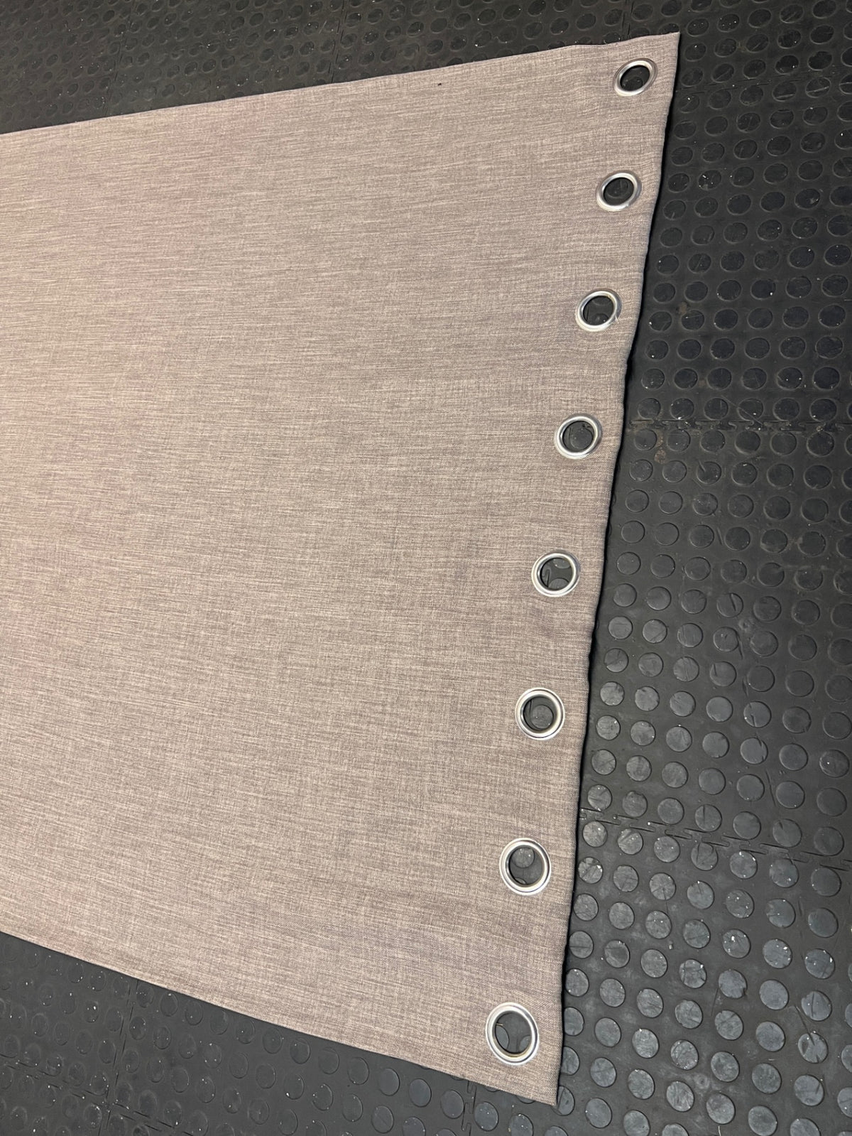 Lined Beige Eyelet Curtain – side view
