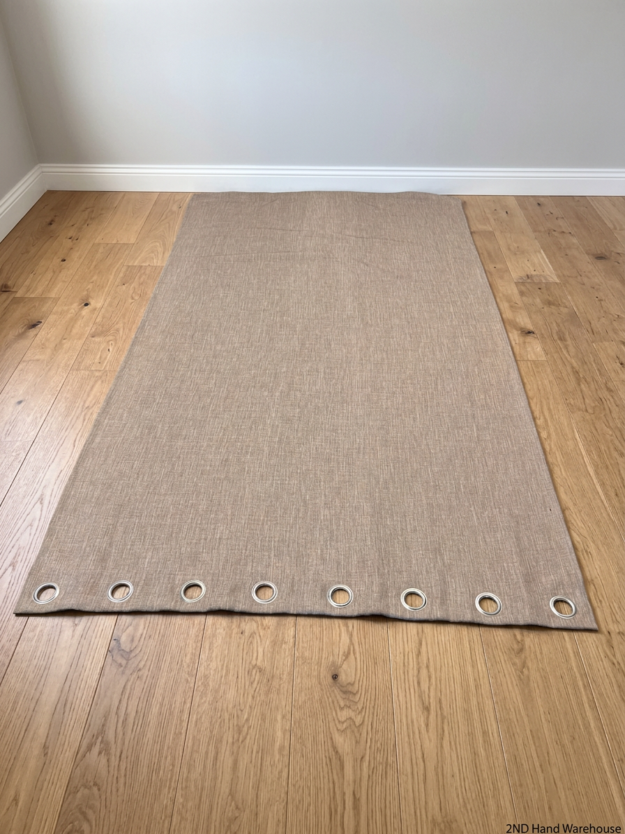 Lined Beige Eyelet Curtain – styled product image