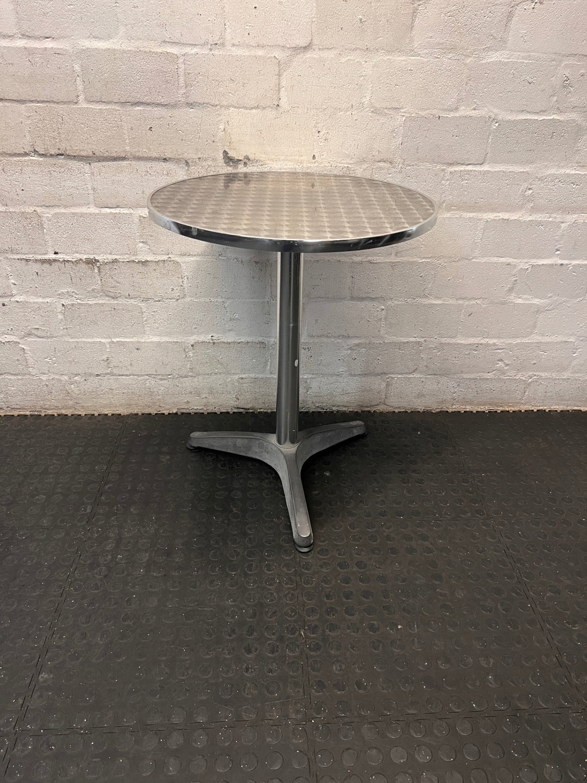 Round Silver Metallic Bistro Table with Star Base – main front view