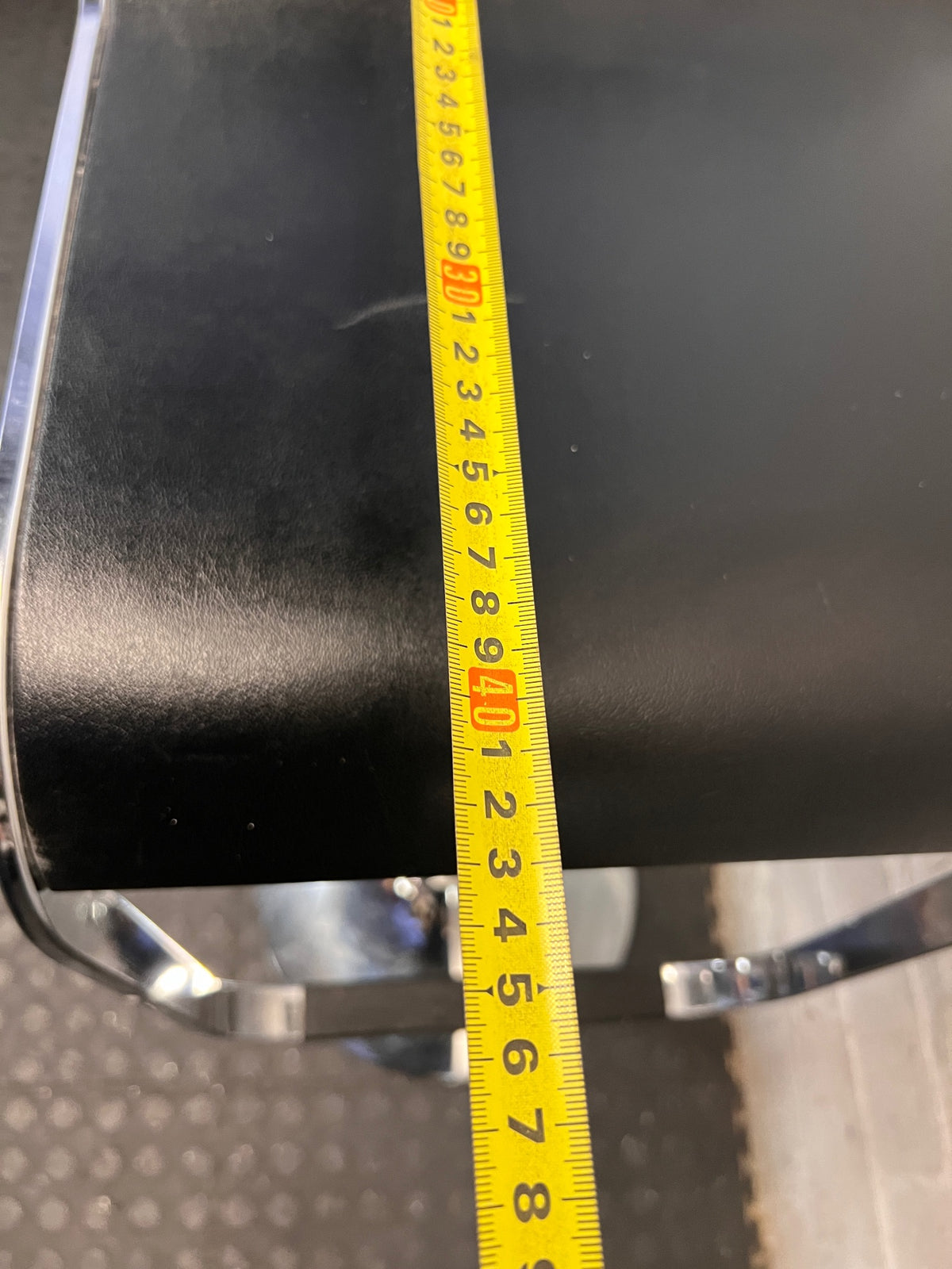 Contemporary Chrome and Black Bar Stool – depth measurement