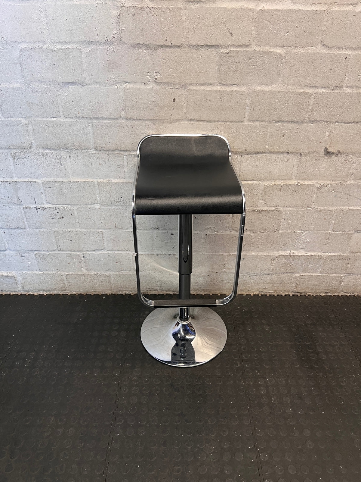 Contemporary Chrome and Black Bar Stool – main front view