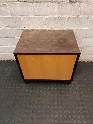 Dark Wood Finish Open Shelf Bedside Table – condition detail