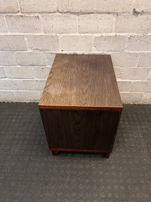 Dark Wood Finish Open Shelf Bedside Table – side view
