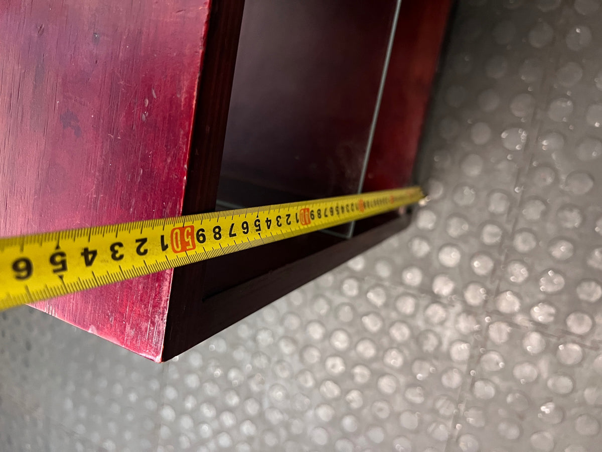Dark Brown Wood Bedside Table with Glass Shelf – height measurement