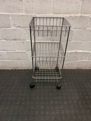 Three-Tier Silver Metal Wire Utility Trolley – back view
