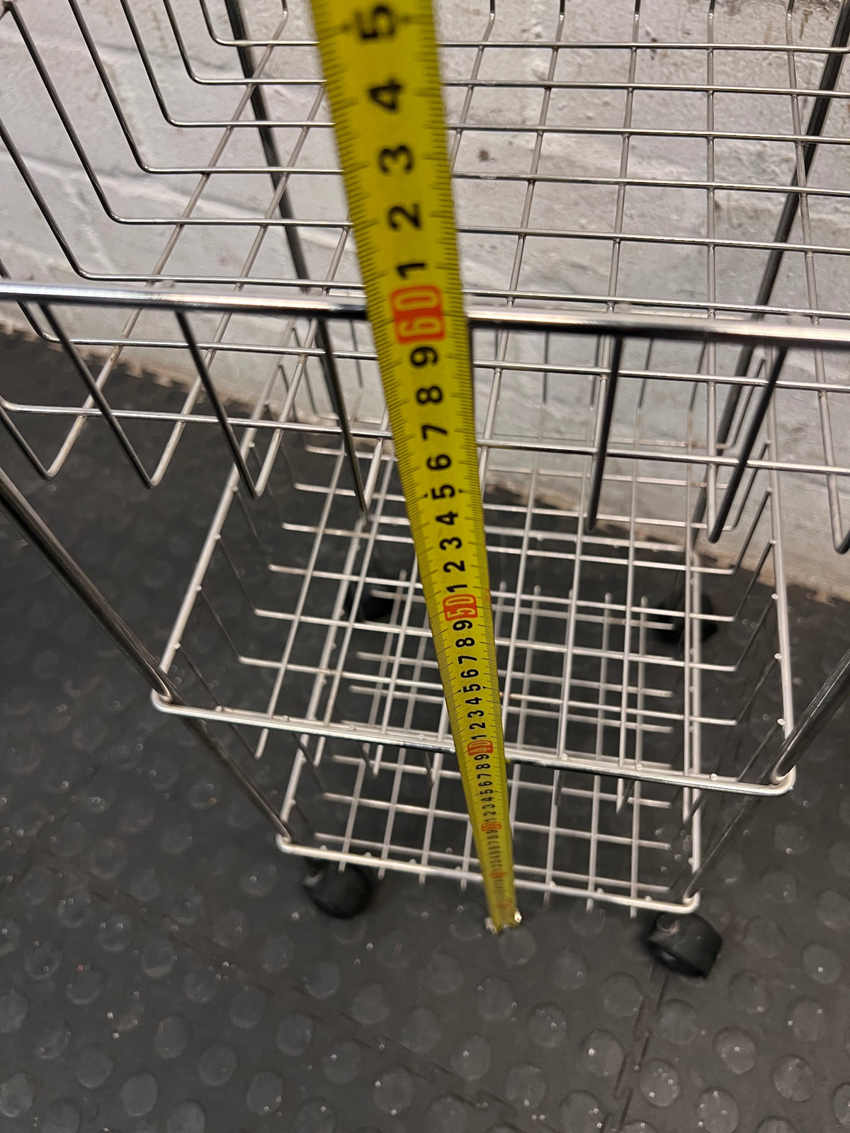Three-Tier Silver Metal Wire Utility Trolley – height measurement
