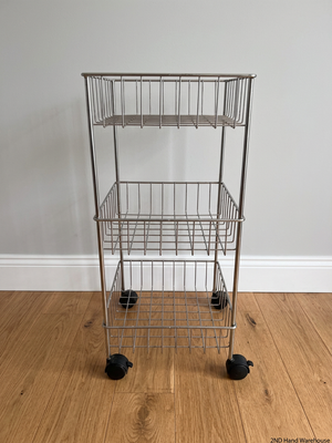 Three-Tier Silver Metal Wire Utility Trolley – styled product image