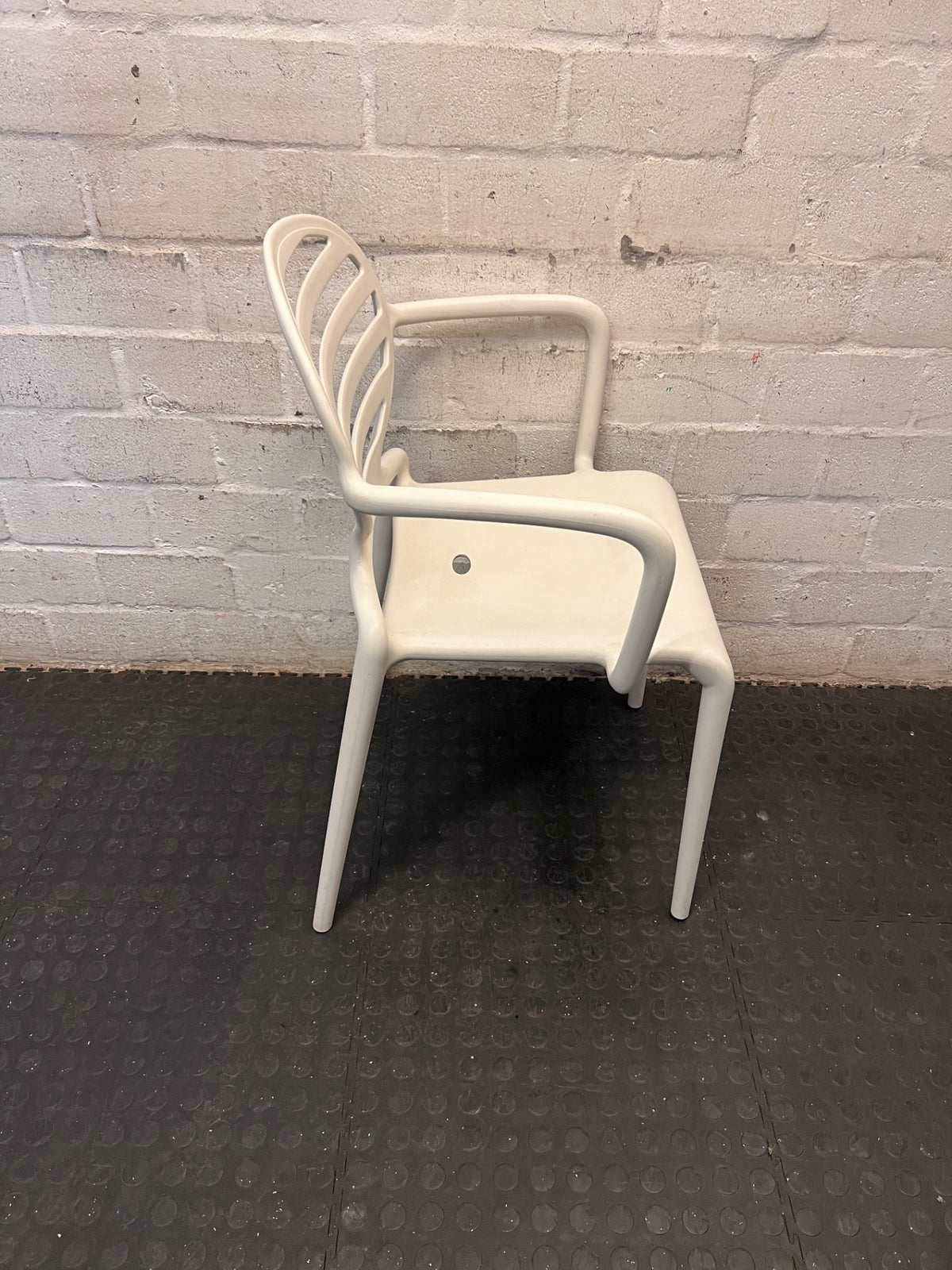 Modern Slatted Back Plastic Outdoor Chair – back view