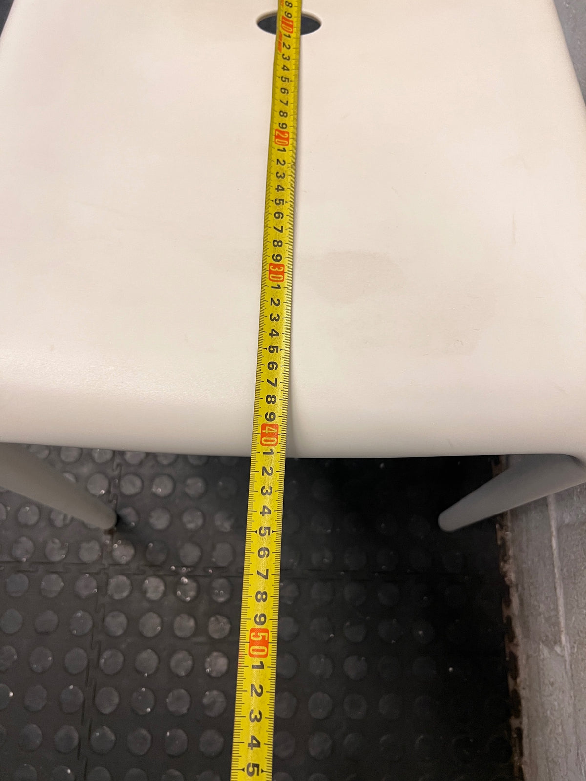 Modern Slatted Back Plastic Outdoor Chair – depth measurement
