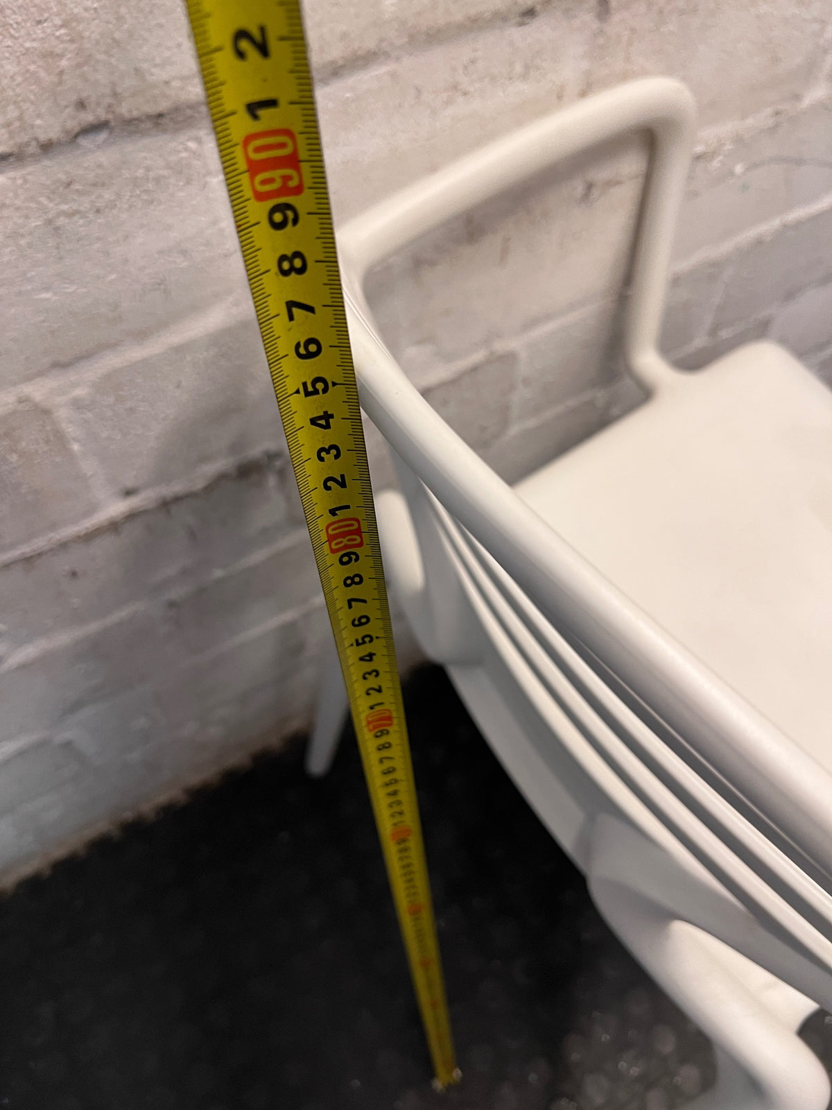 Modern Slatted Back Plastic Outdoor Chair – height measurement
