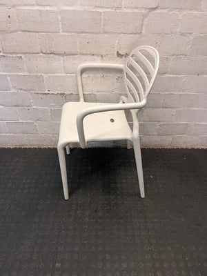 Modern Slatted Back Plastic Outdoor Chair – side view