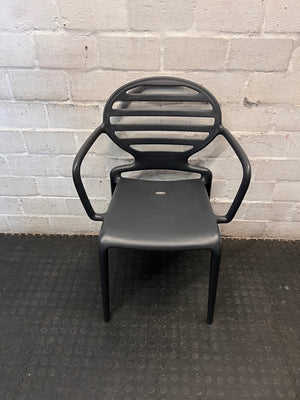Modern Matte Black Slatted Outdoor Chair – main front view