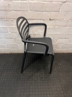 Modern Matte Black Slatted Outdoor Chair – side view