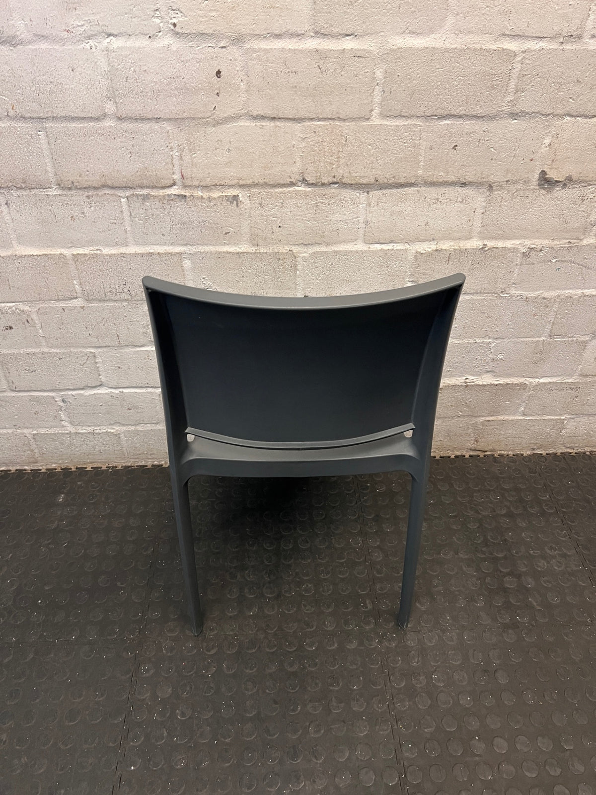 Modern Grey Molded Plastic Dining Chair – back view
