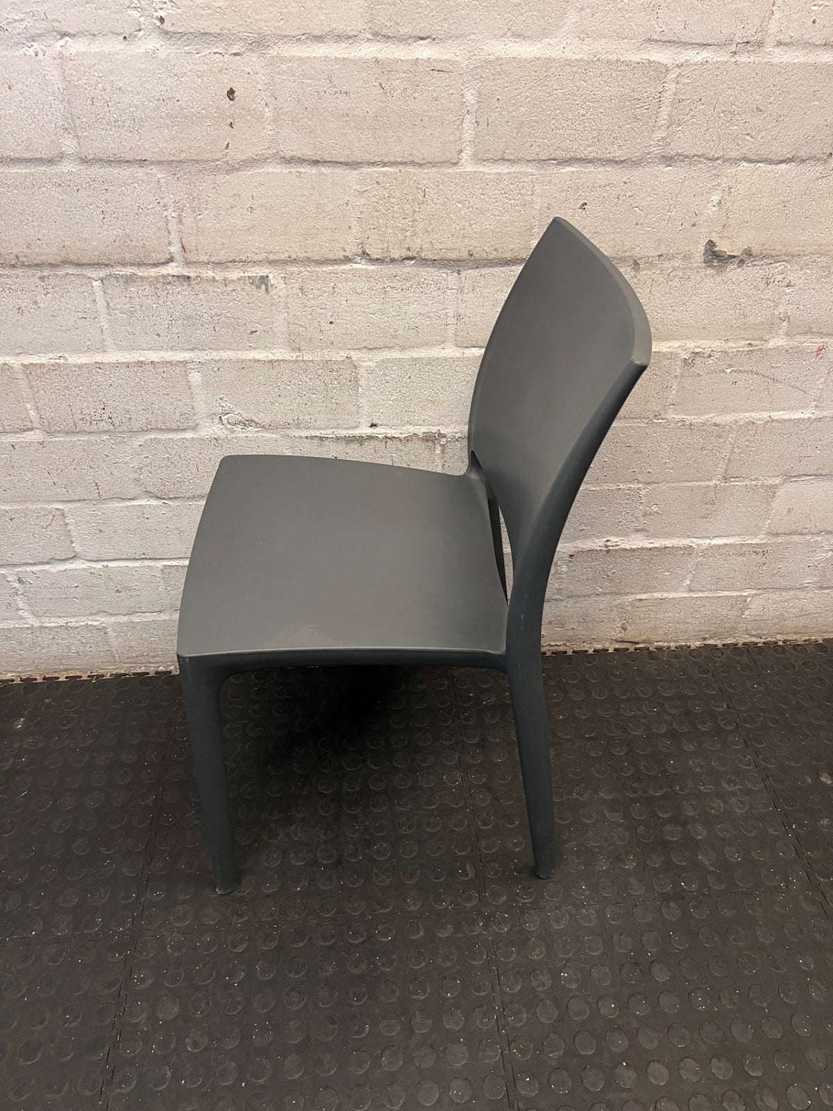 Modern Grey Molded Plastic Dining Chair – side view